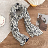 Wrinkled Floral Cotton Linen Scarf Wrap_Cwasc02975