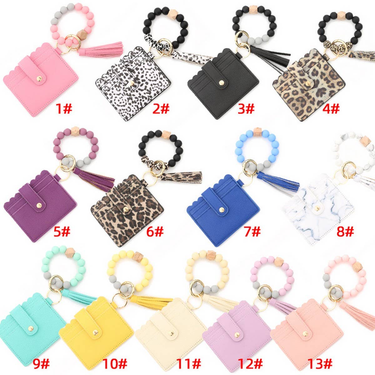 SILICONE BEAD BRACELET CARD BAG TASSEL KEYCHAIN_CWAJE0656