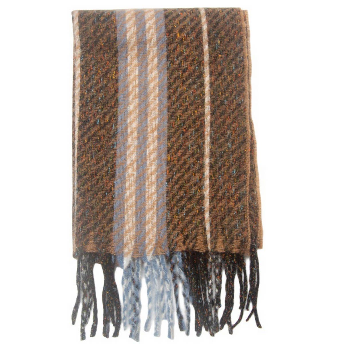 STRIPED FRINGE SCARF WINTER KNITTED SHAWL_CWASC0880