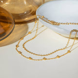 18K GOLD DOUBLE LAYER BEADED ANKLET NON TARNISH_CWAJE4636