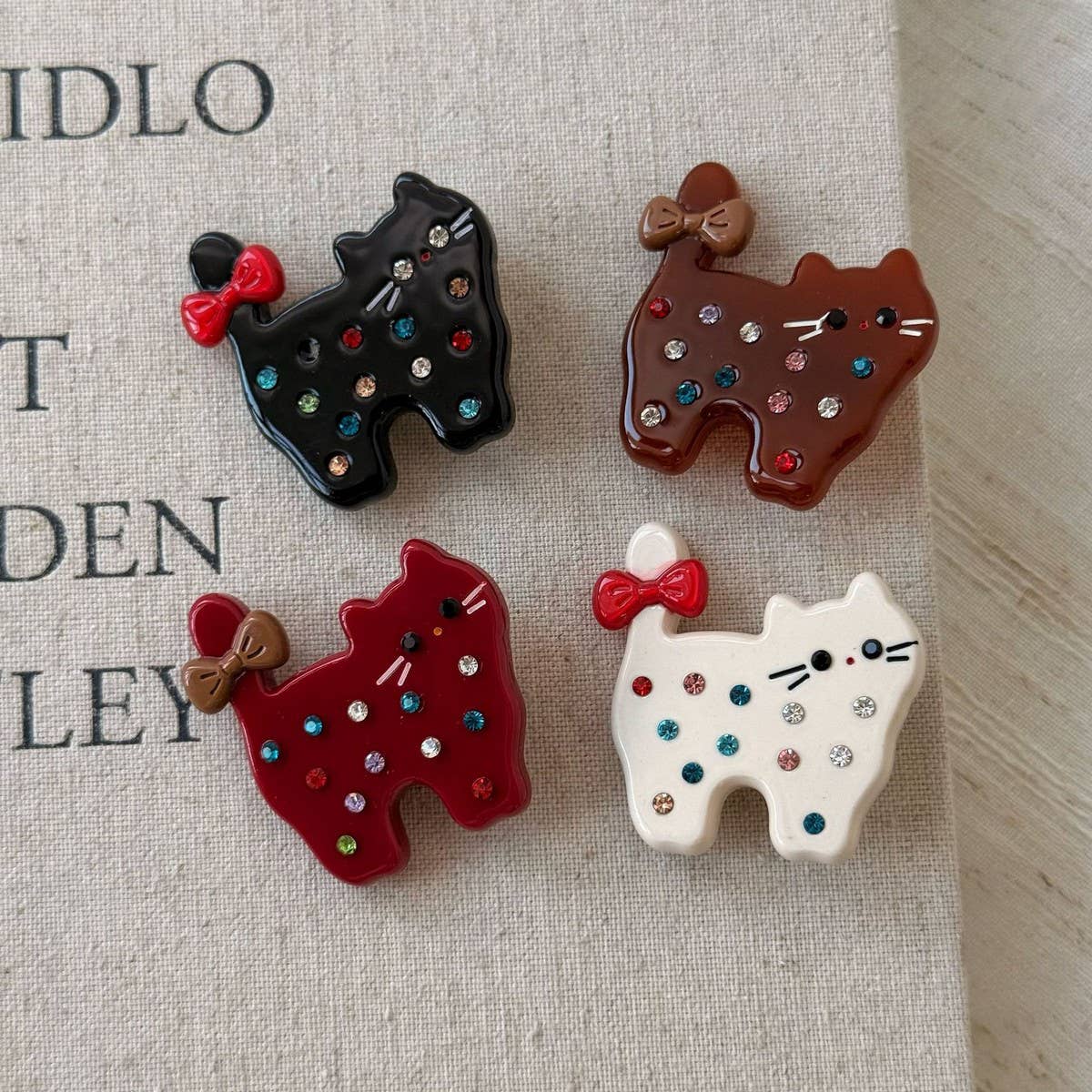 Cat Bow Rhinestone Hair Clip Cute Duckbill Clip_Cwaha07766