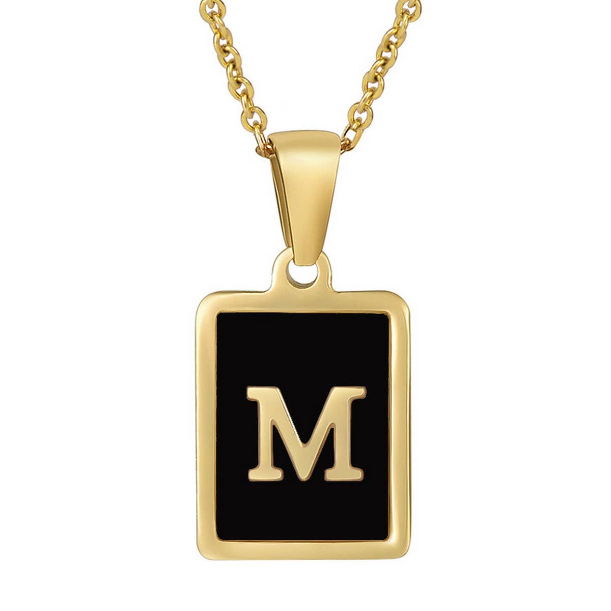 18K STAINLESS STEEL SQUARE 26 LETTER NECKLACE_CWAJE0679