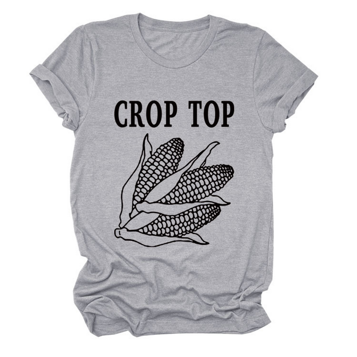 CORN LETTER PRINT TEE WOMEN S CASUAL T SHIRT_CWTTS1502