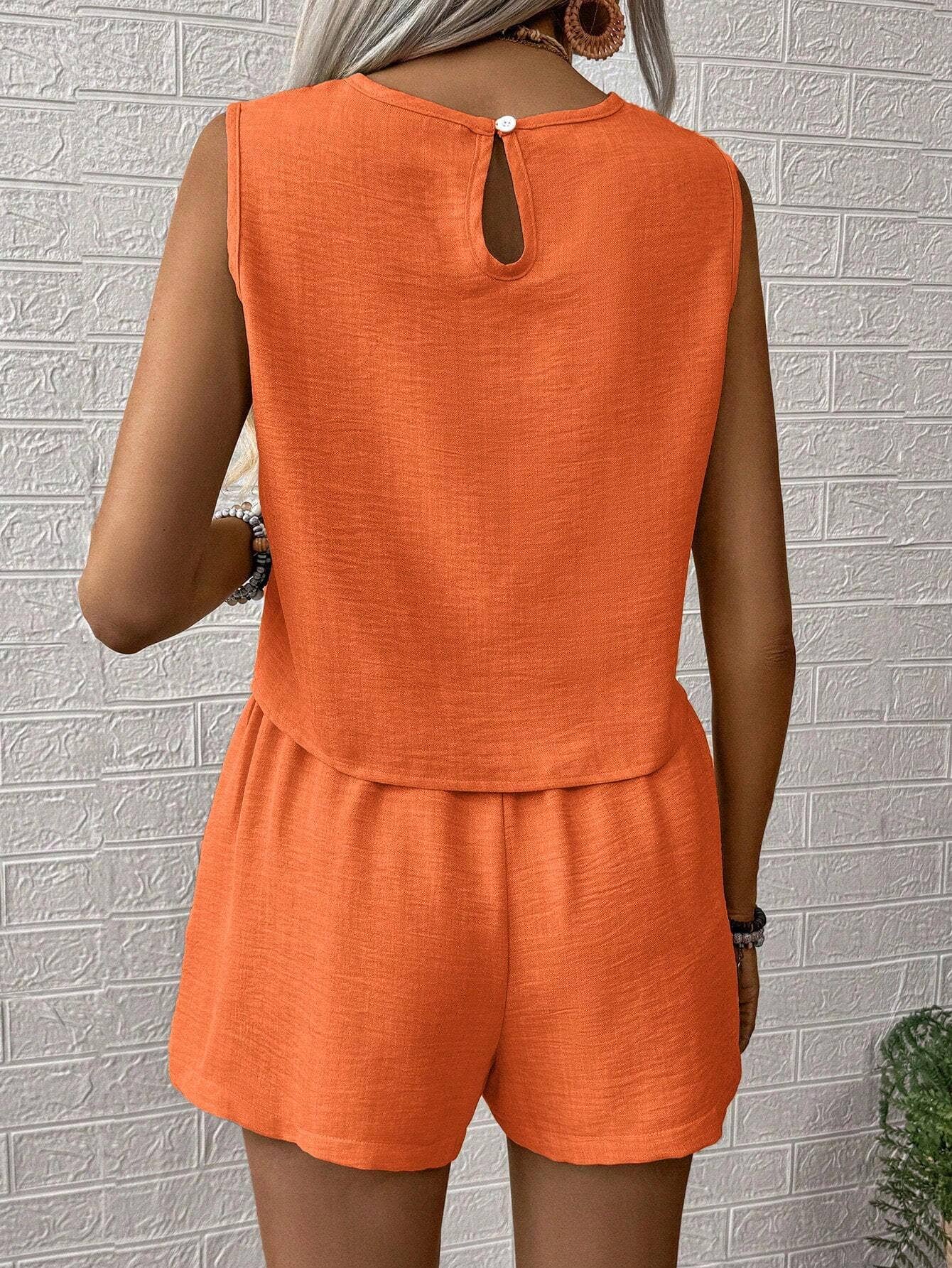 Womens Casual Sleeveless Top & Shorts Set
