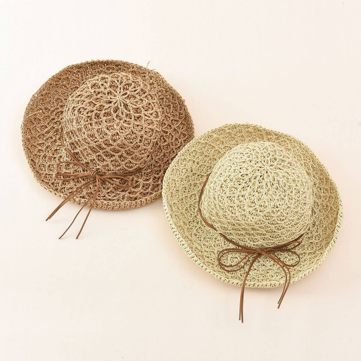 OUTDOOR DOUBLE LAYER FOLDABLE STRAW BUCKET HAT_CWAH1407