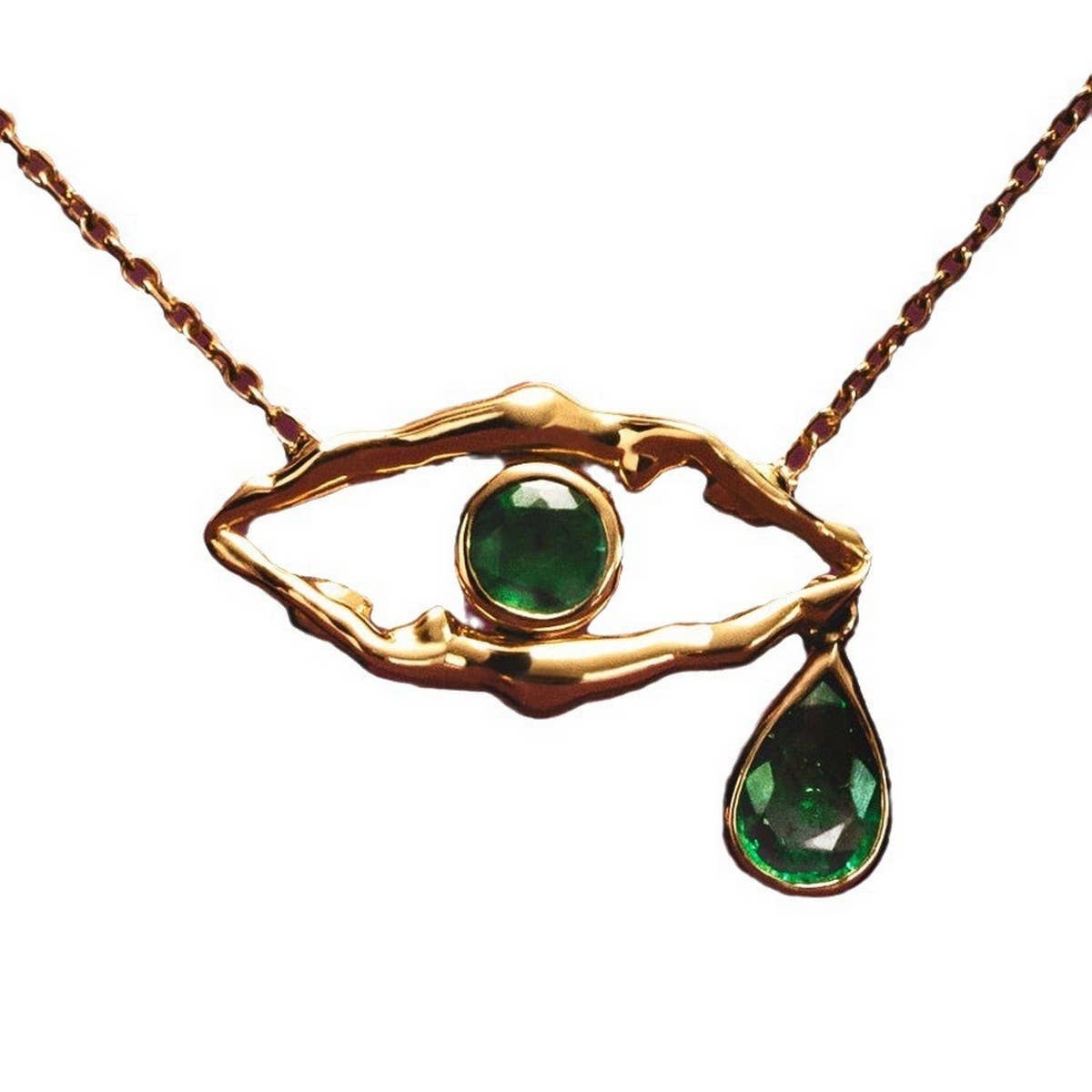 NEW EVIL EYE EMERALD GOLD NECKLACE_CWMM5336