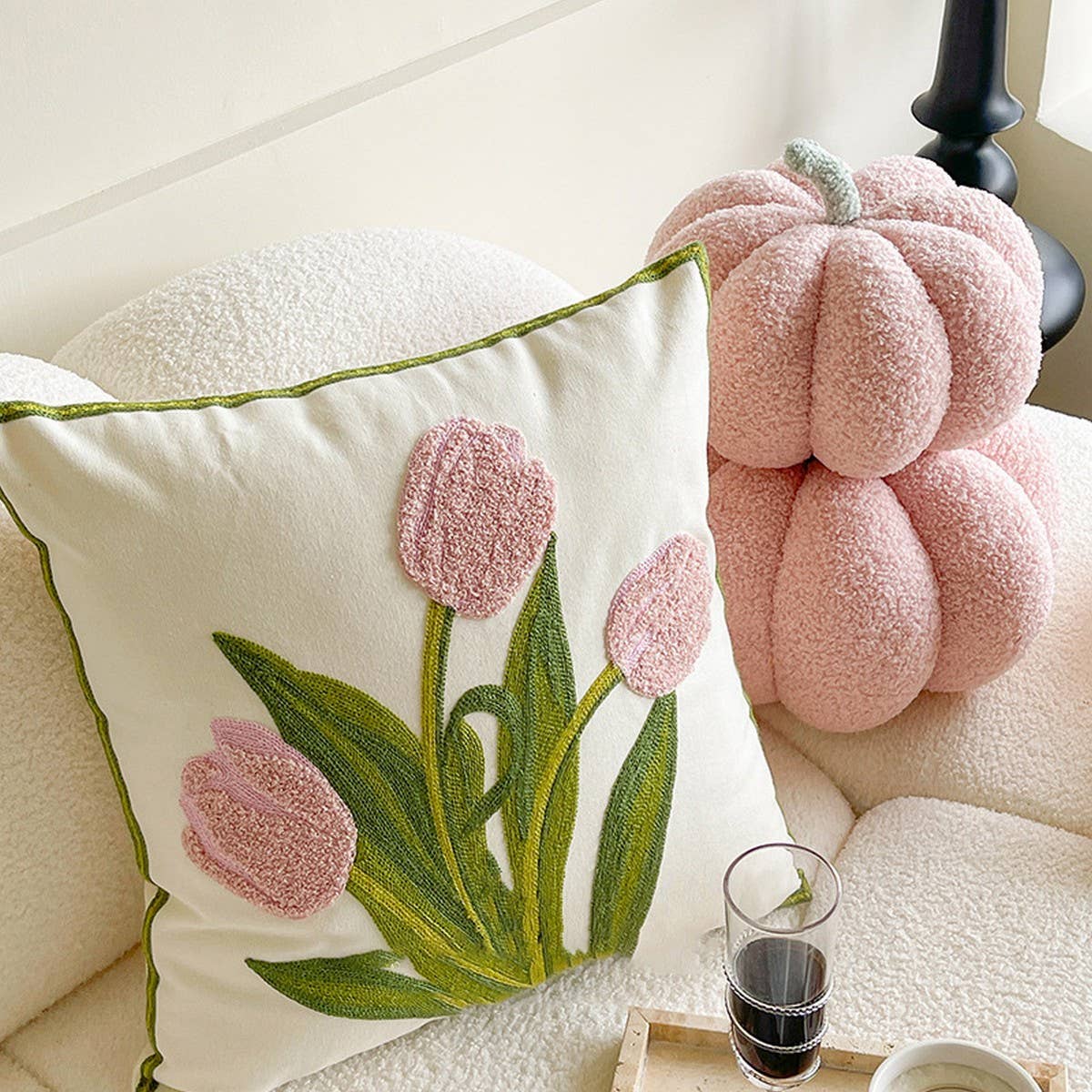 Tulip Pillow Cover Cute Sofa Bed Waist Cushion_Cwmm7682
