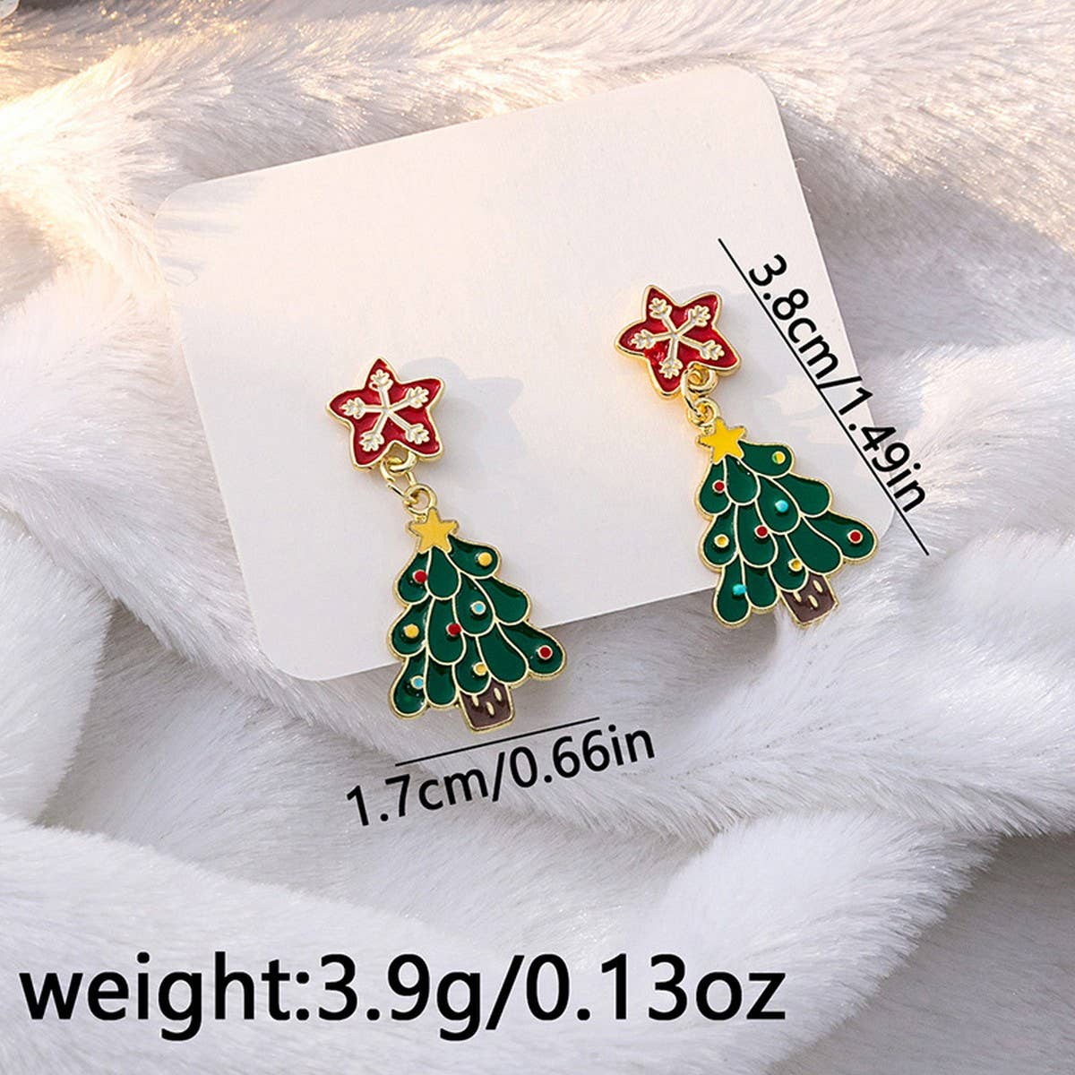 CHRISTMAS ELK BELL BOW ASYMMETRICAL EARRINGS_CWAJE1831