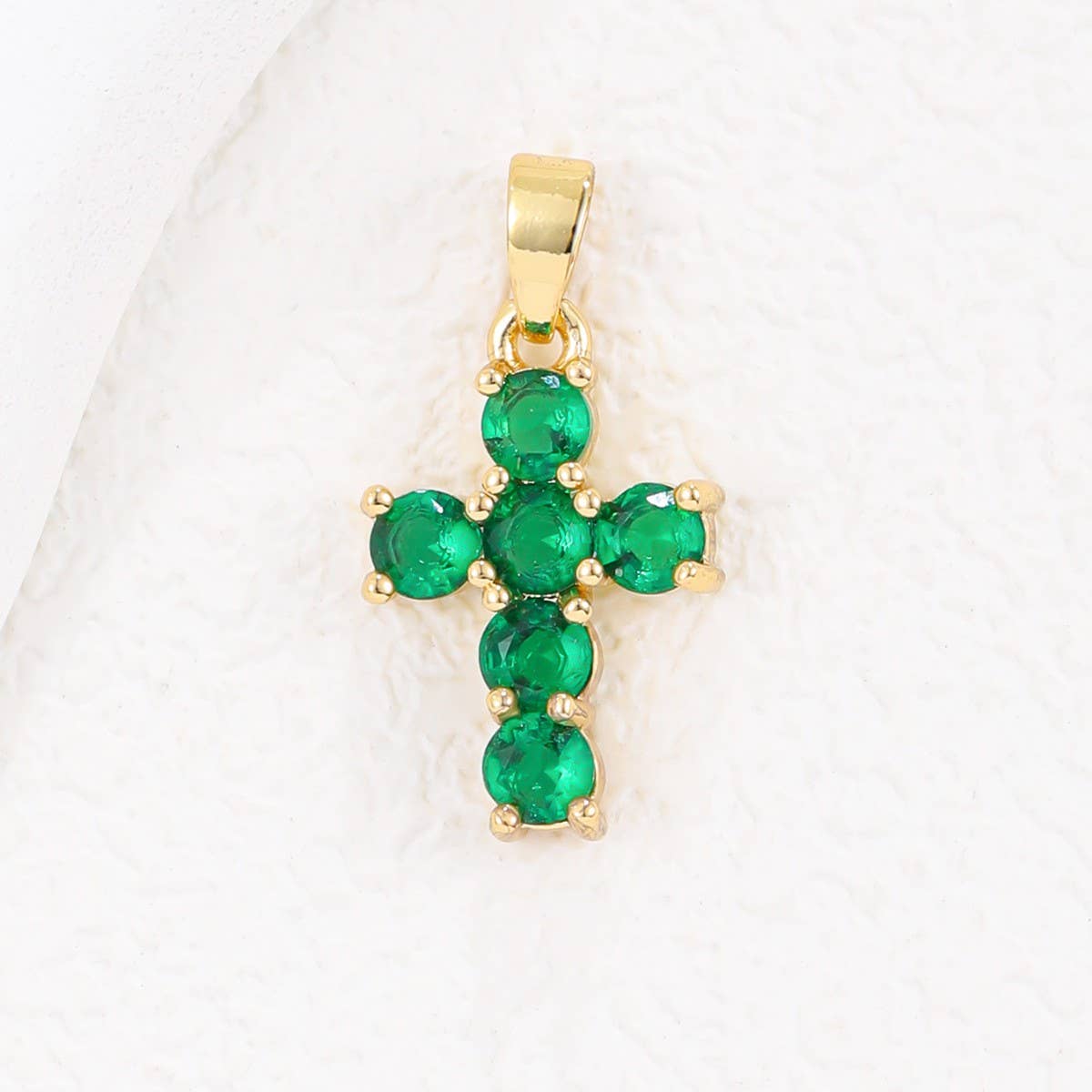 COLORFUL ZIRCON DECEMBER CROSS PENDANT NECKLACE_CWMM5872