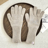 RHINESTONE BOW TOUCH SCREEN FIVE FINGER GLOVES_CWAG0141