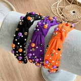 Halloween Knotted Headband Pearl Rhinestone_Cwaha07585
