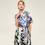 LEOPARD CHAIN TWILL SQUARE SCARF SPRING WRAP_CWASC0668