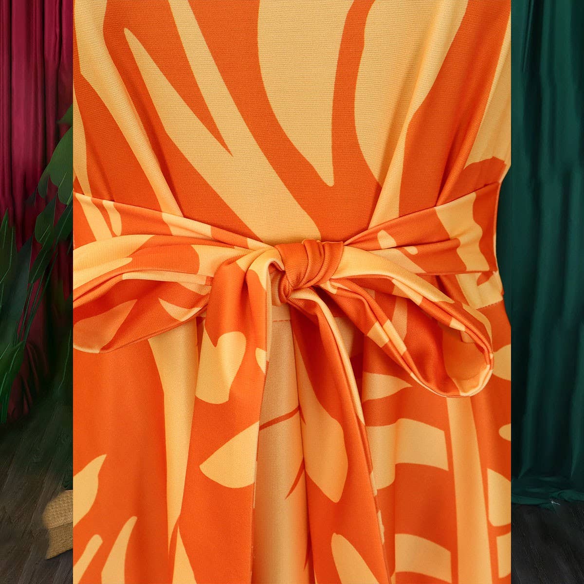 FASHIONABLE LACE UP PRINTED OVERSIZED DRESS_CWDMD3697