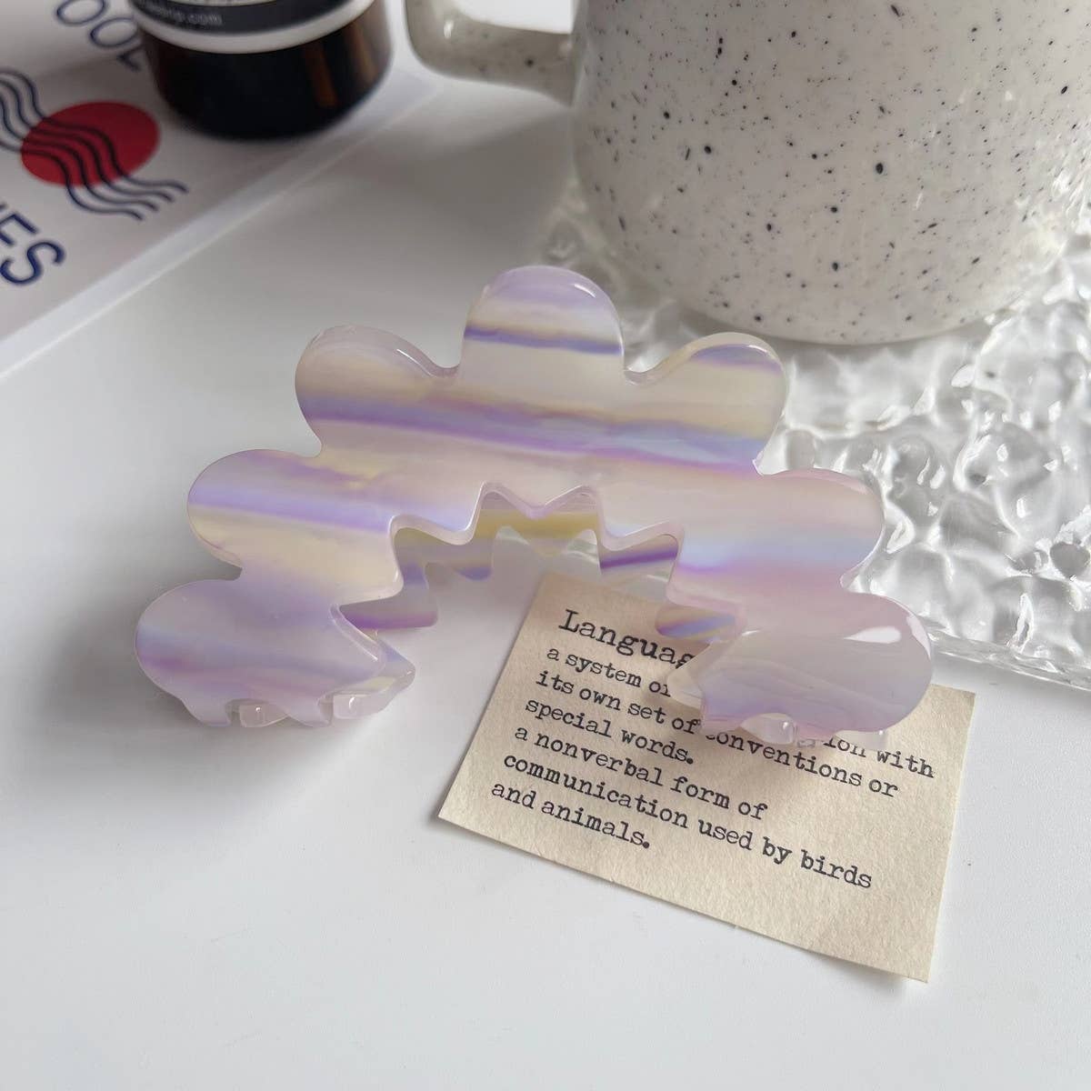 Wavy Flower Acetate Hair Claw, Simple Fresh Clip_Cwaha1328