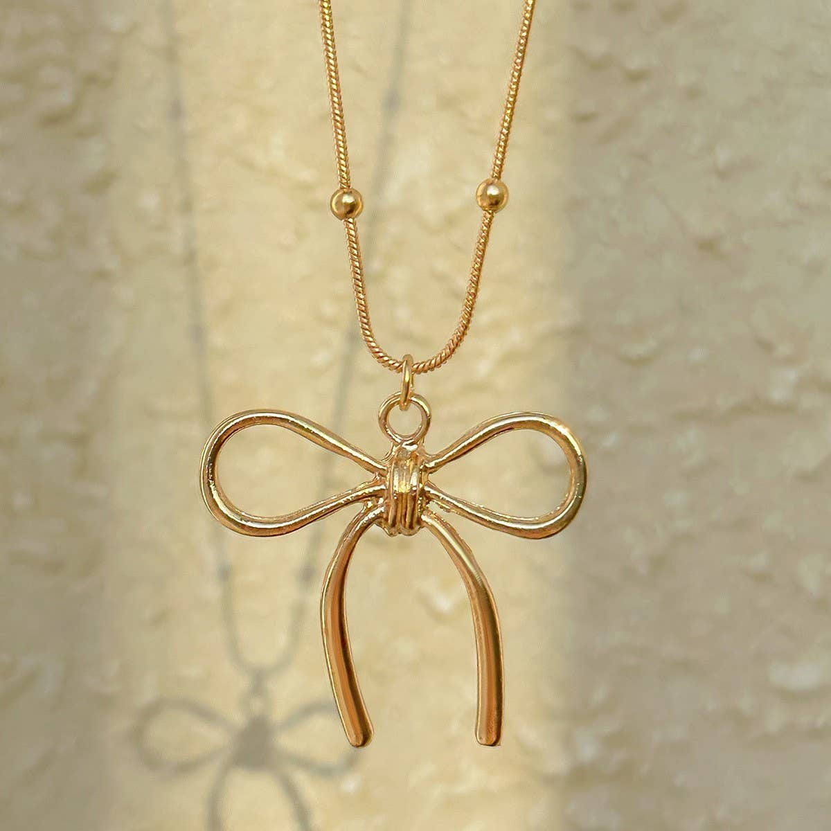 HOT SELLING BLACK BOW BEADED NECKLACE_CWAJE1171