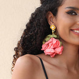 HANDMADE FABRIC FLOWER EARRINGS BOLD SPRING DESIGN_CWMM6180