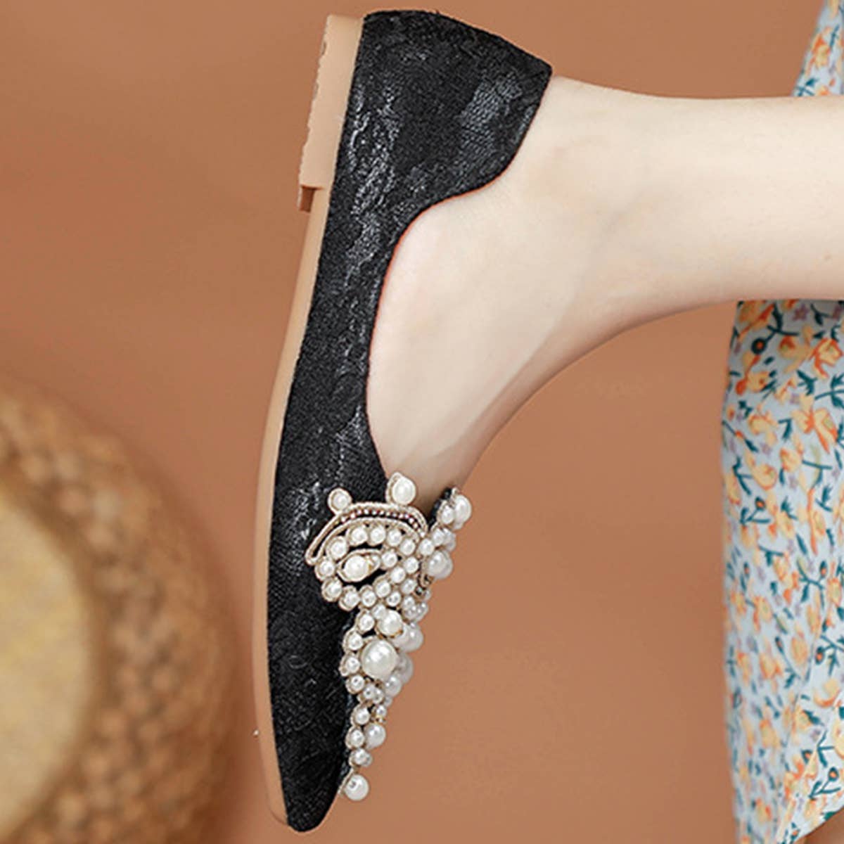 LACE PEARL BALLET FLATS FOR WOMEN BRIDAL STYLE_CWSHF0010