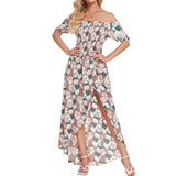 Strapless Halter Print Irregular Beach Dress