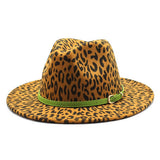 JAZZ HAT LEOPARD PRINT WOOLEN HAT WIDE BRIM HAT_CWAH2601