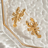 18K GOLD TITANIUM STAINLESS STEEL LOBSTER EARRINGS_CWASC1676