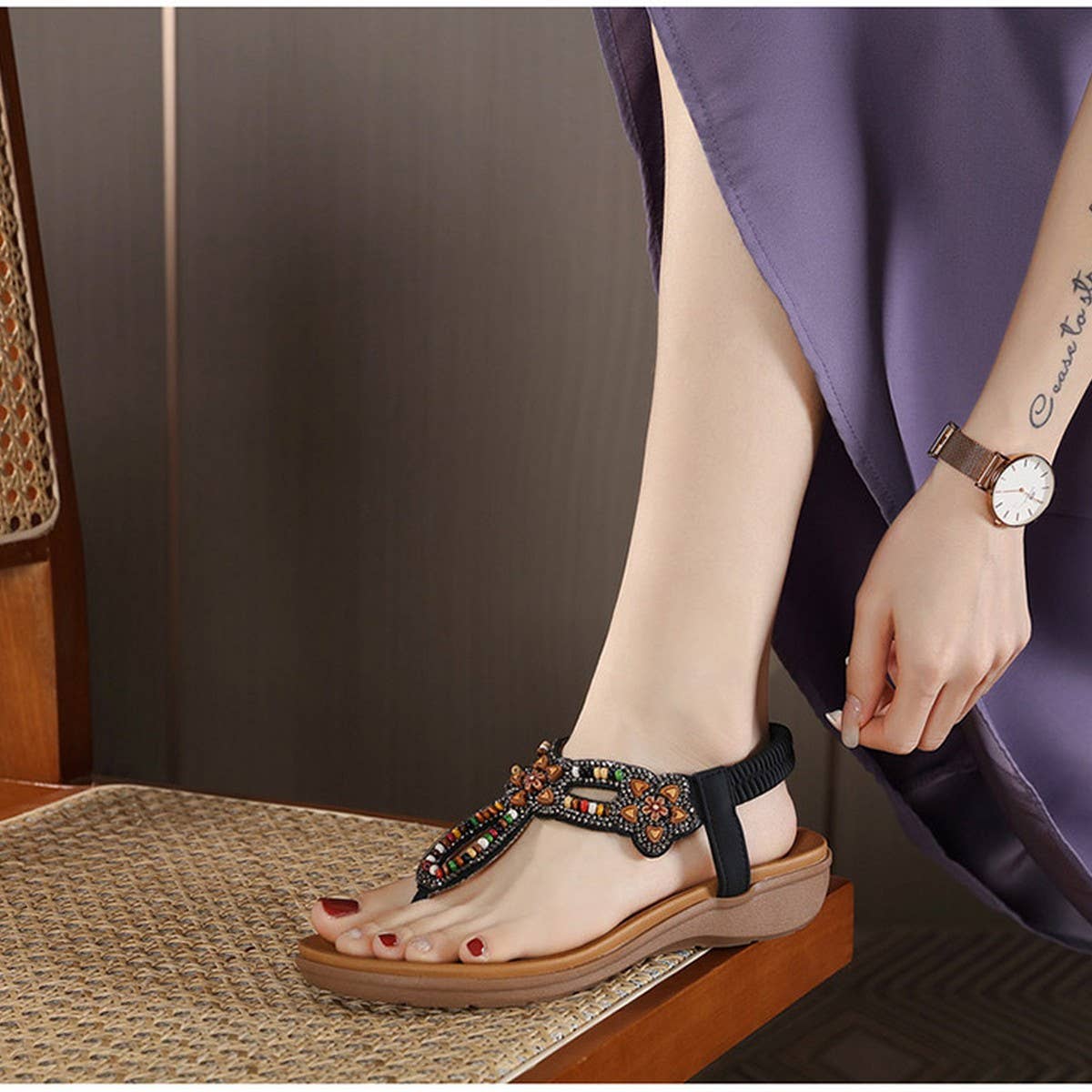 BOHEMIA THICK SOLE CLIP TOE SANDALS_CWSHS0532