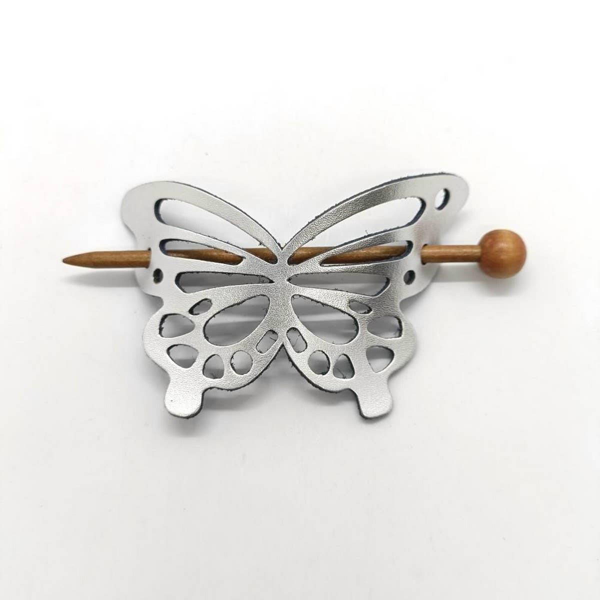 METALLIC LEATHER VINTAGE BUTTERFLY HAIRPIN_CWAHA6386