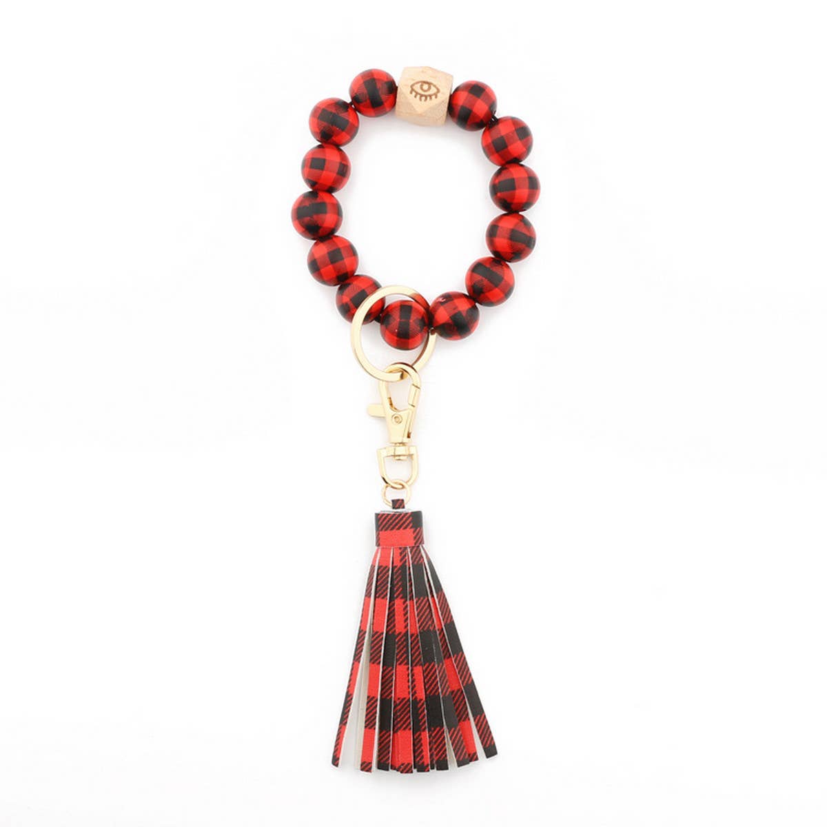 TASSEL LATTICE WOODEN BEAD KEYCHAIN_CWMM1325