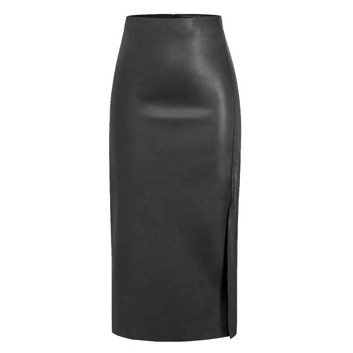 PU SLIT LEATHER SKIRT HIGH WAIST ZIPPER SKIRT_CWAB4811
