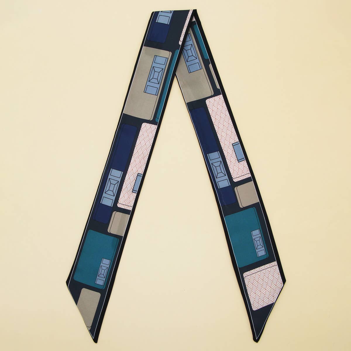 FLORAL LETTER SKINNY TWILLY SCARF FOR HAIR BAG _CWASC0063