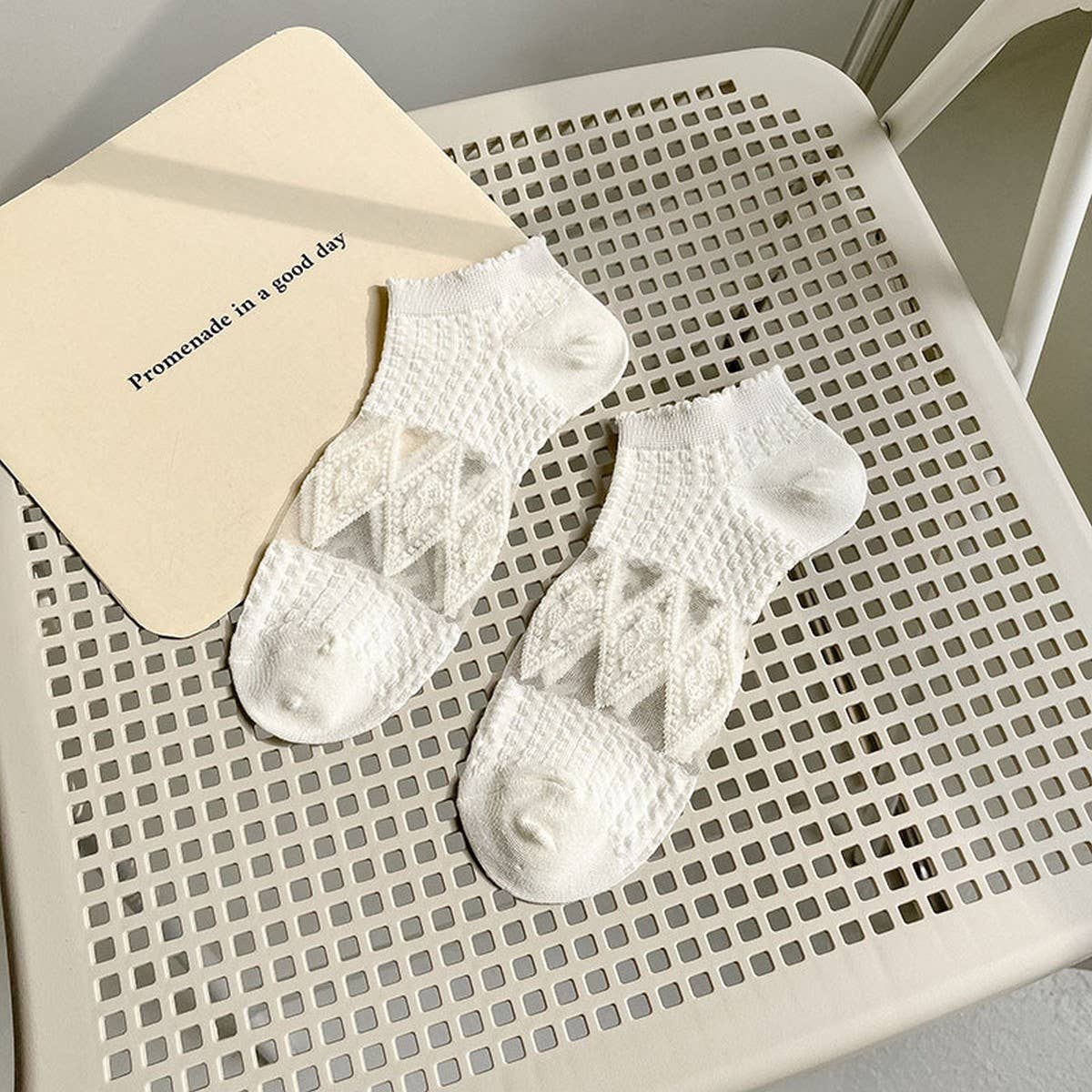 White Boat Socks Hollow Mesh Invisible Socks_Cwms0533