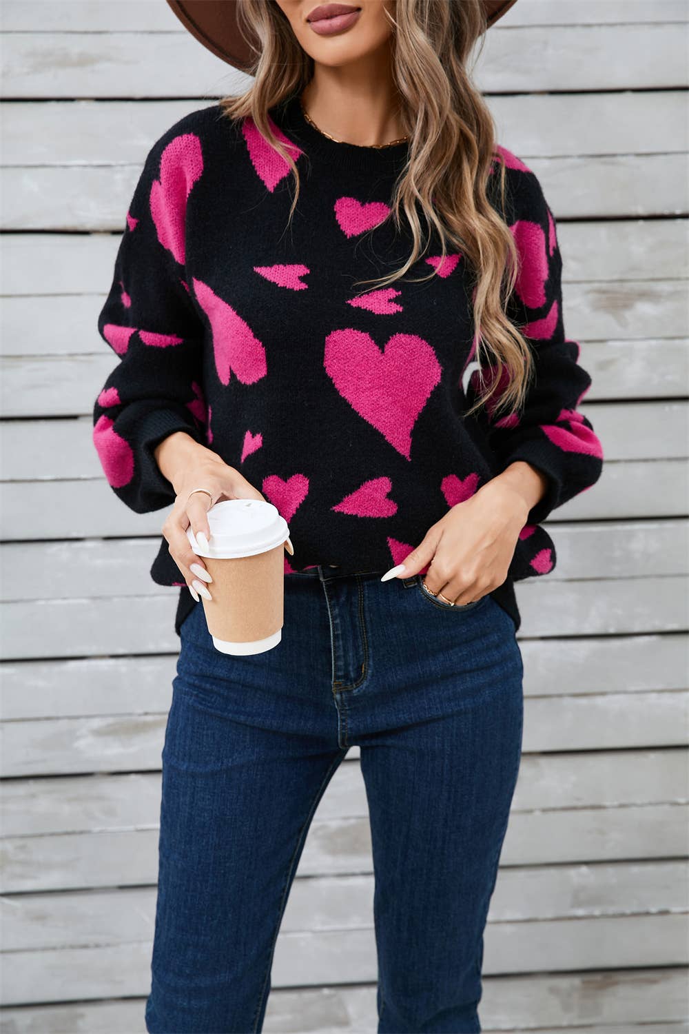 Valentines Day Matching Heart Jacquard Sweater