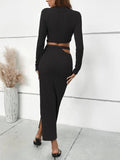 Uneven Ribbed Wool Solid Color Slim-Fit Suit