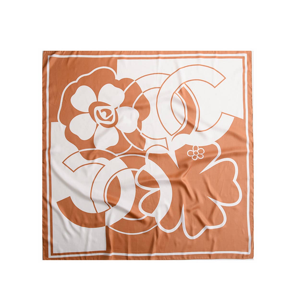 Cwasc2410_Vintage Large Flower Silk Scarf Elegant Silk Scarf