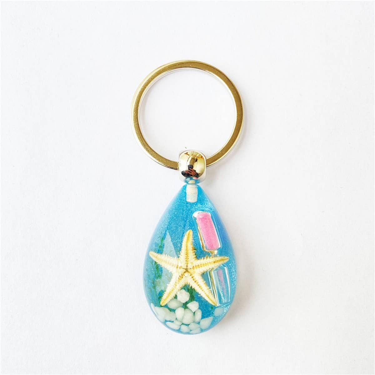 CREATIVE STARFISH HOURGLASS KEYCHAIN PENDANT_CWMM3699
