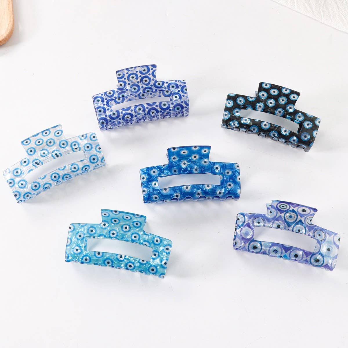 Cwaha1612_Rectangular Print Blue Series Hair Claw Clip