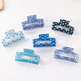 Cwaha1612_Rectangular Print Blue Series Hair Claw Clip