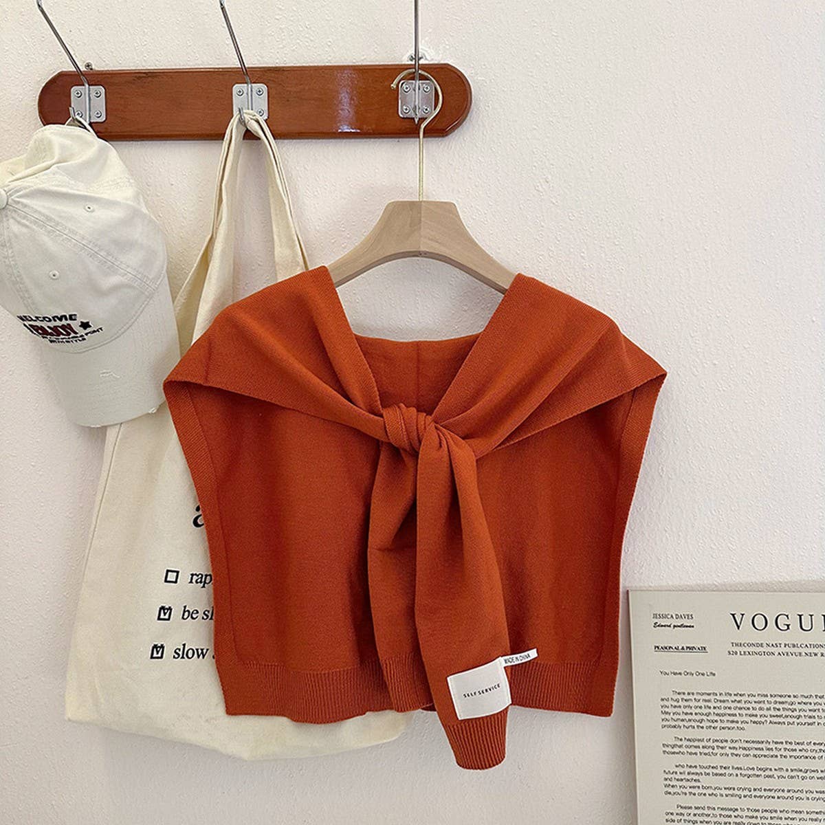 SOLID COLOR KNITTED KNOTTED SHAWL CASUAL COZY _CWASC0757