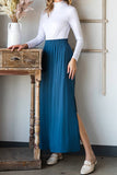 Solid Color High Waist Drop Long Slit Skirt