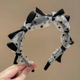 SIMPLE BLACK POLKA DOT BOW LACE HEADBAND_CWAHA1705