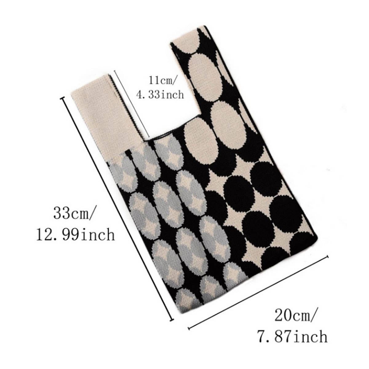 STRIPE PRINT CROCHET TOTE BAG MINI CLUTCH PURSE_CWAB0881