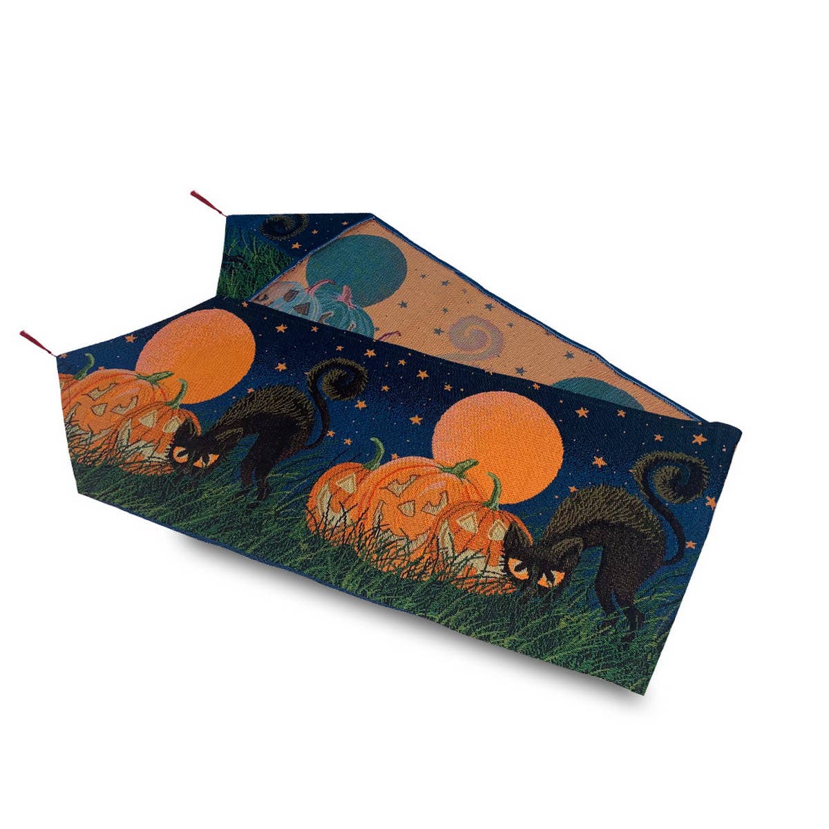 HALLOWEEN FULL MOON BLACK CAT TABLE RUNNER_CWMM1728