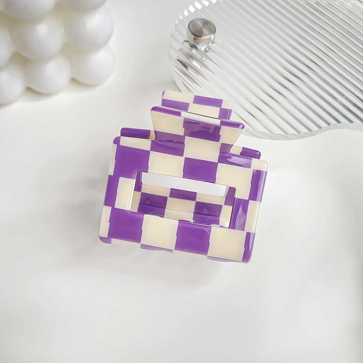 Checkerboard Hair Claw ? Candy Color Acetate Look_Cwmm10084