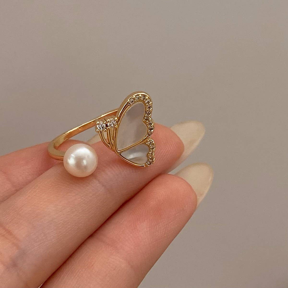FASHION SWEET FRESHWATER PEARL OPEN RING FOR WOMEN_CWAJE3091