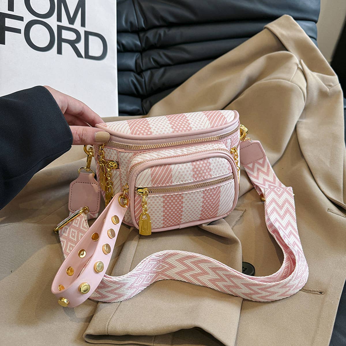 2024 NEW MULTI LAYER ZIPPER RIBBON CHEST BAG_CWAB2086