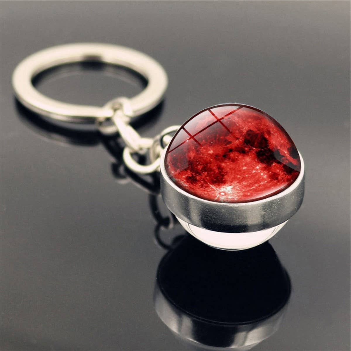 DOUBLE SIDED GLASS BALL KEYCHAIN PENDANT JEWELRY_CWMM0492