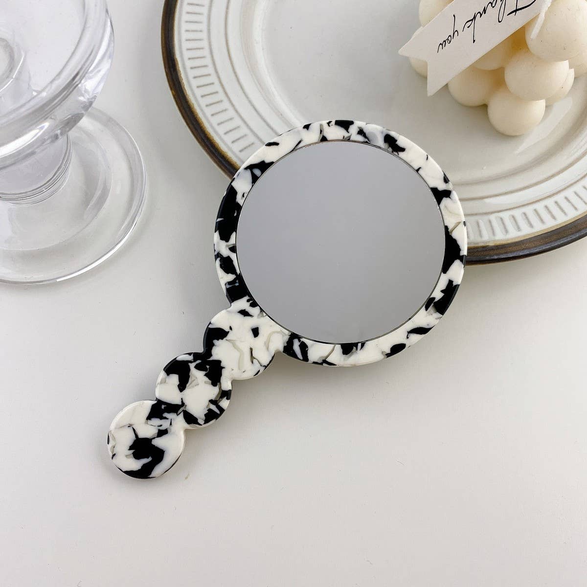 GEOMETRIC ACETATE HANDHELD MIRROR RETRO DESIGN_CWMM6389