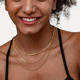 HERRINGBONE SNAKE BONE FIGARO GOLD NECKLACE_CWMM3672