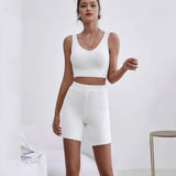 Plush V-Neck Sexy Crop Top And Shorts Set