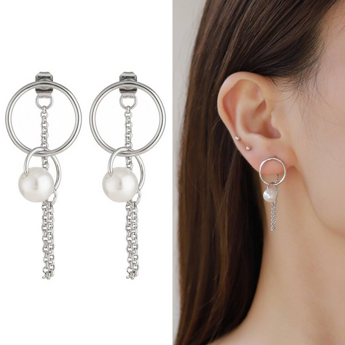 NEW CROSS PENDANT FASHION CHAIN PEARL EARRING SET_CWAJE2908