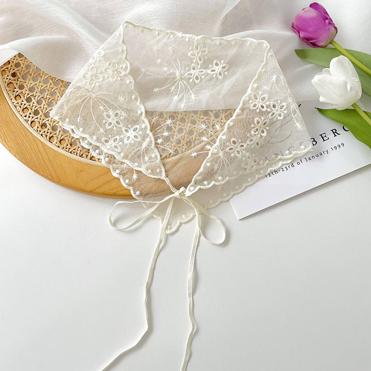 SIMPLE SOLID COLOR HOLLOW LACE SCARF_CWASC0747